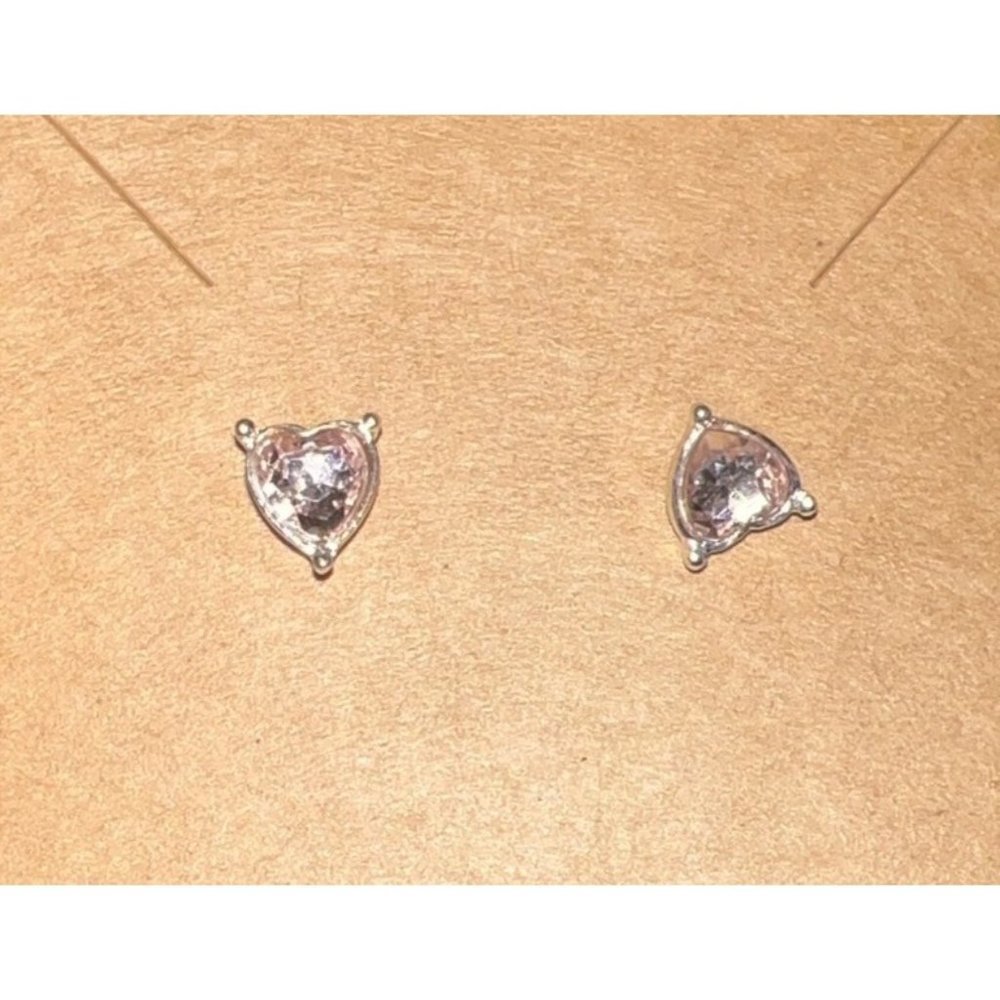 Heart Shaped Pink Crystal Stud Earrings